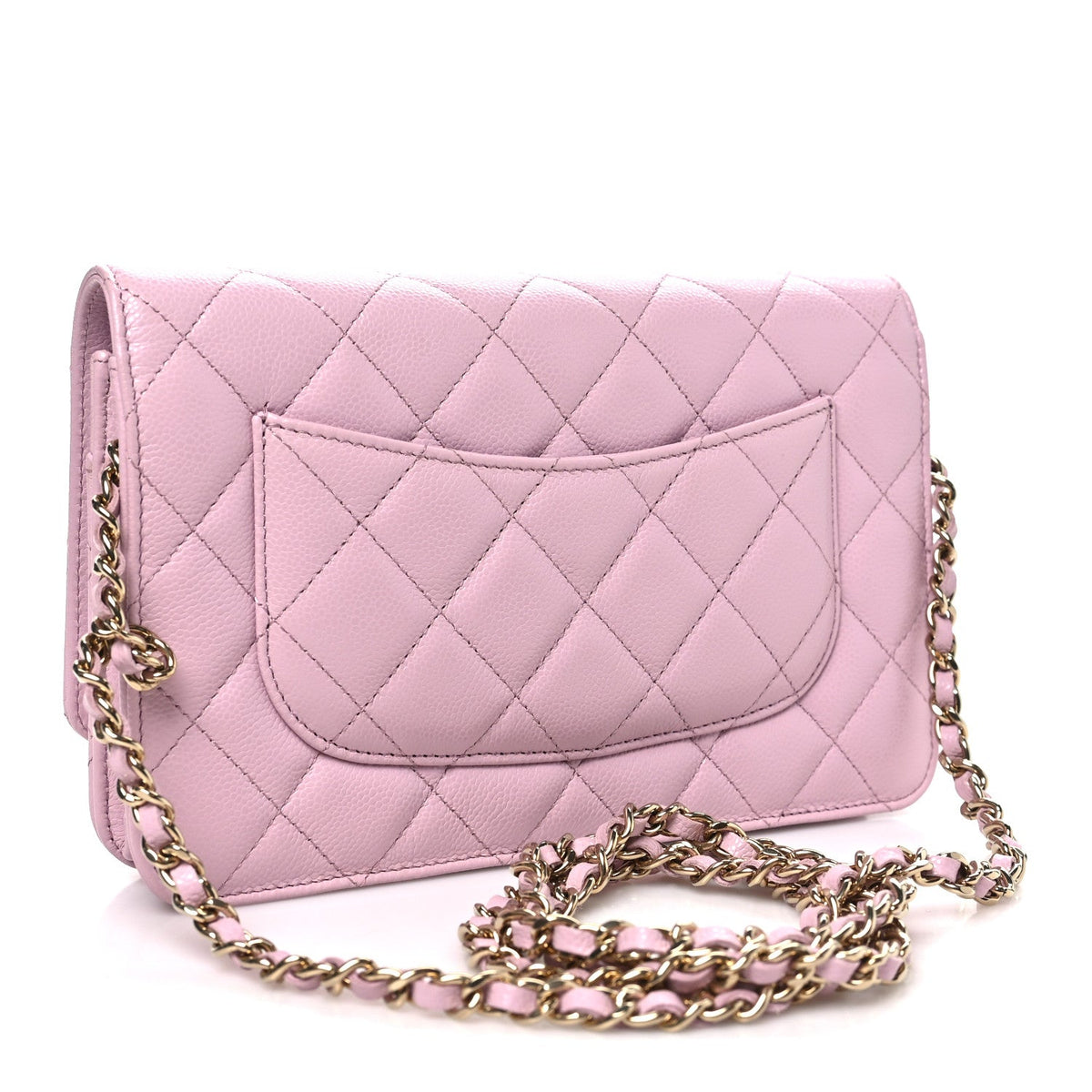 Caviar Quilted Wallet on Chain WOC Light Pink wholesalehk.shop