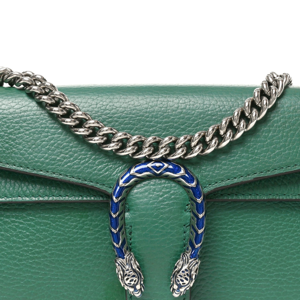Dollar Calfskin Enamel Small Dionysus Shoulder Bag Emerald Electric Blue wholesalehk.shop