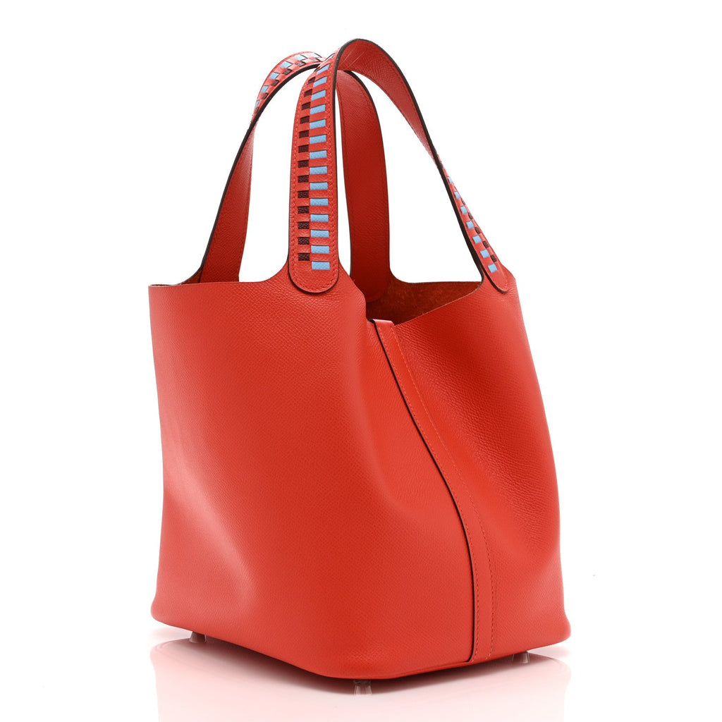 Epsom Tressage De Cuir Picotin Lock 22 MM Rouge Coeur Bleu du Nord Rouge H £¨ Direct shipment via from wholesalehk.shop