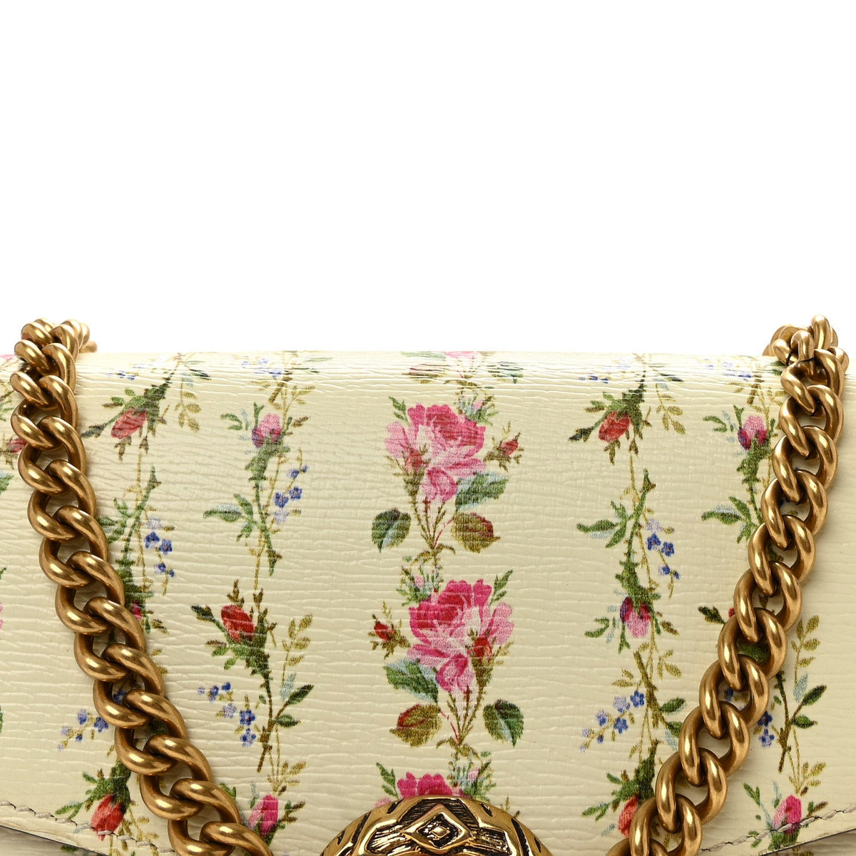 Calfskin Floral Print Mini Dionysus Chain Wallet Ivory Pink wholesalehk.shop