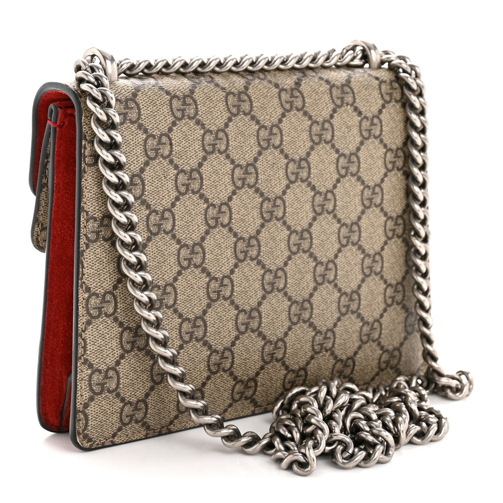 GG Supreme Monogram Suede Mini Dionysus Shoulder Bag Beige Ebony Vulcanic Red wholesalehk.shop