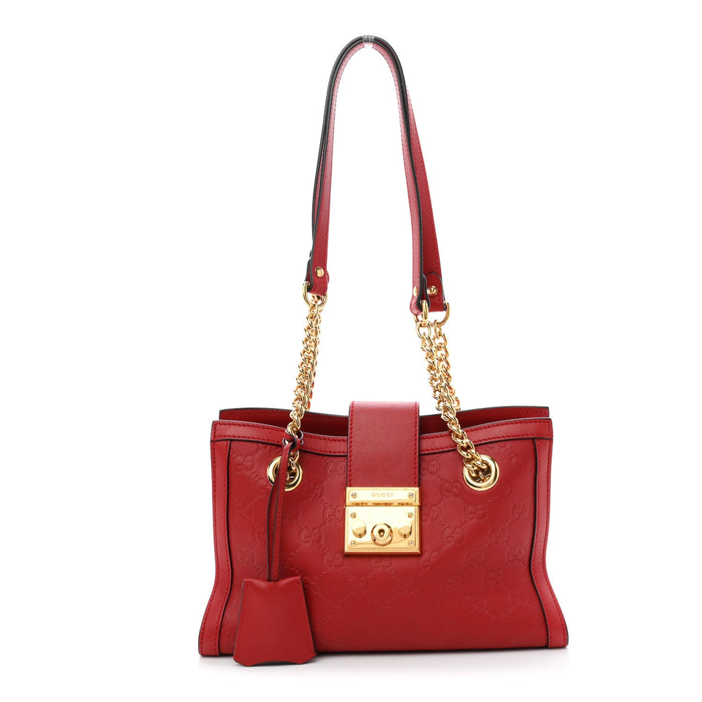 Guccissima Small Padlock Tote Red £¨ Direct shipment via from wholesalehk.shop