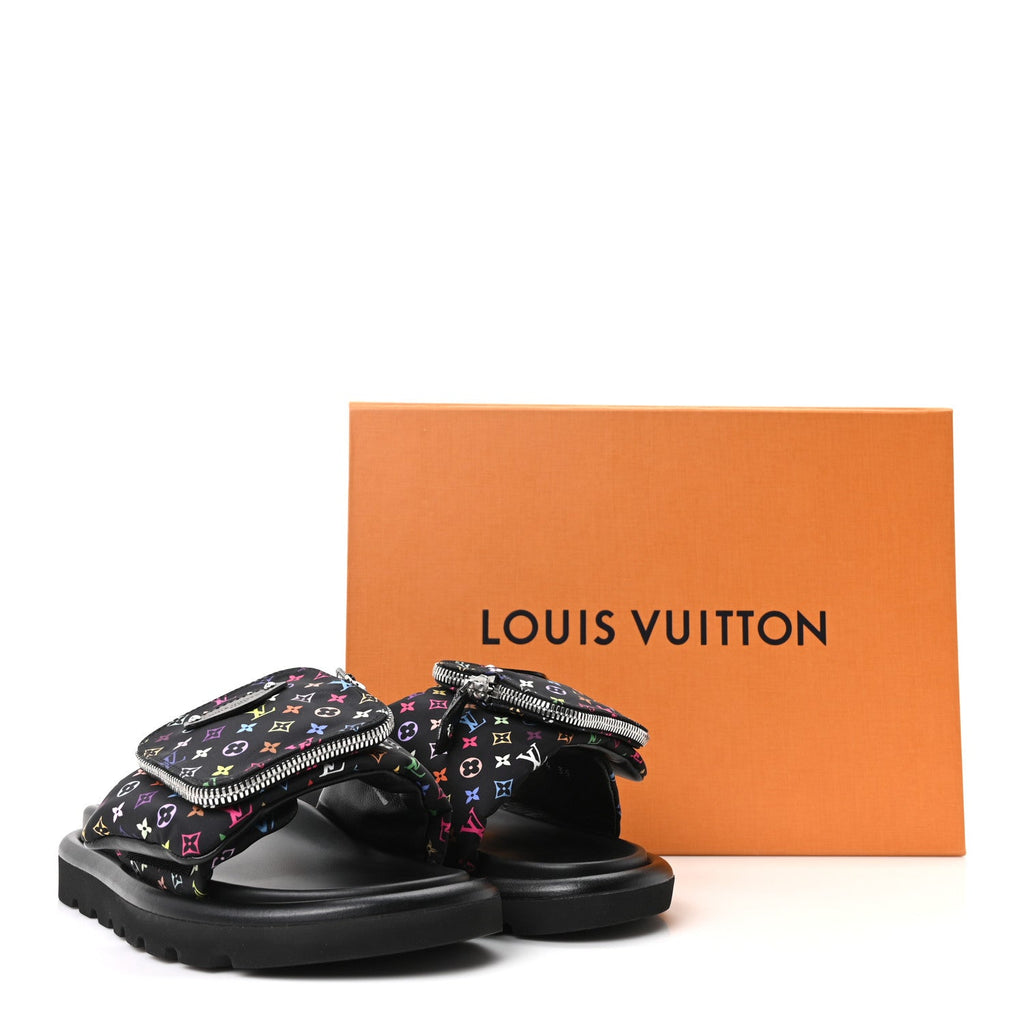 LV X TM Monogram Multicolor Pool Pillow Flat Comfort Mule 35 Black £¨ Direct shipment via from wholesalehk.shop