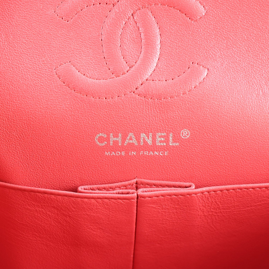 Caviar Chevron Quilted Small Double Flap Dark Pink wholesalehk.shop