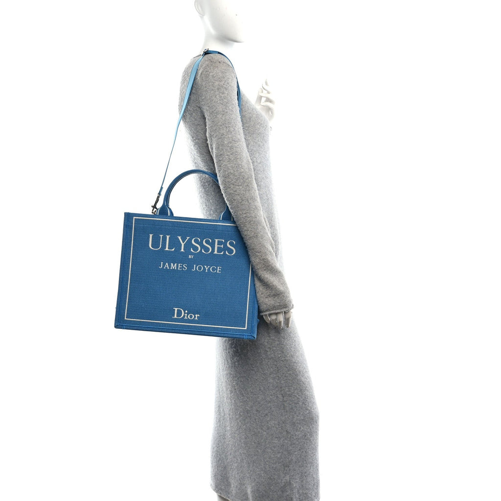 Canvas Embroidered Medium Ulysses Book Tote Blue £¨ Direct shipment via from wholesalehk.shop
