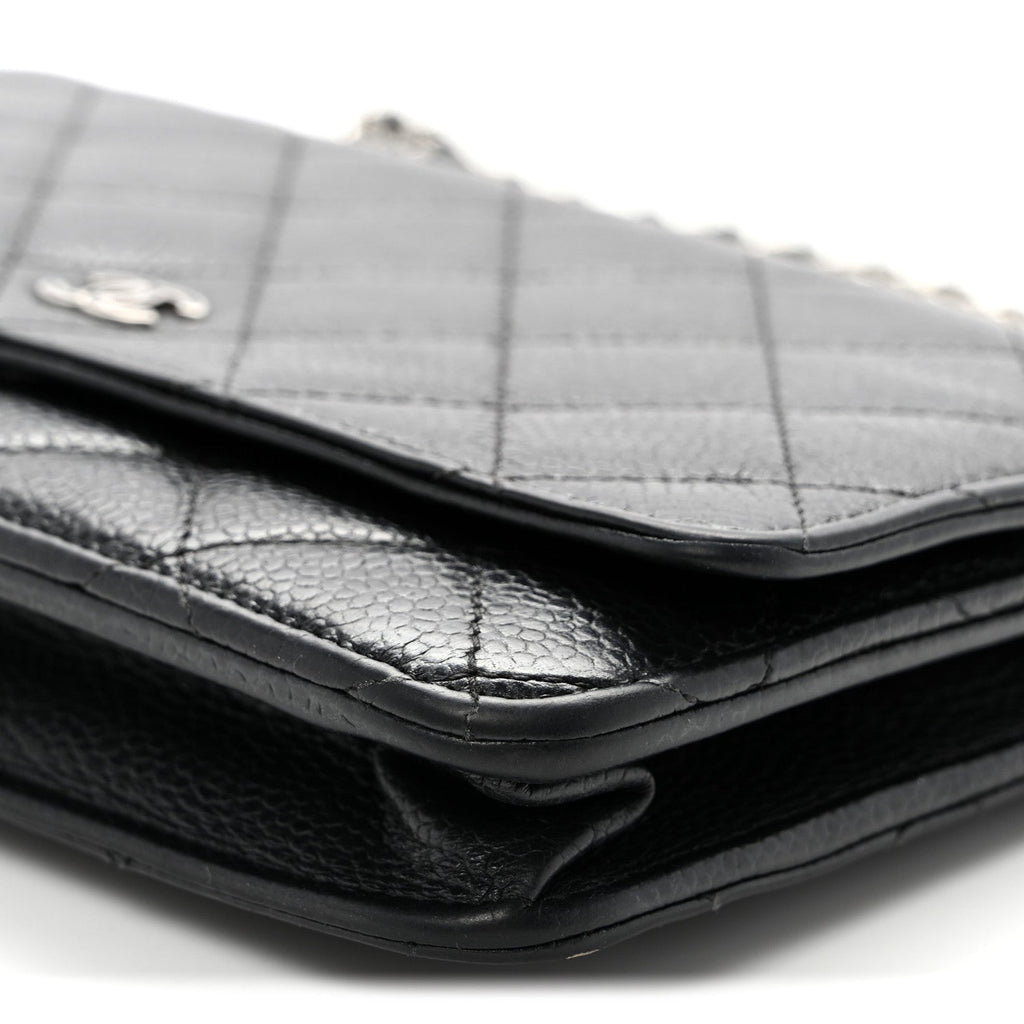 Caviar Quilted Wallet on Chain WOC Black wholesalehk.shop