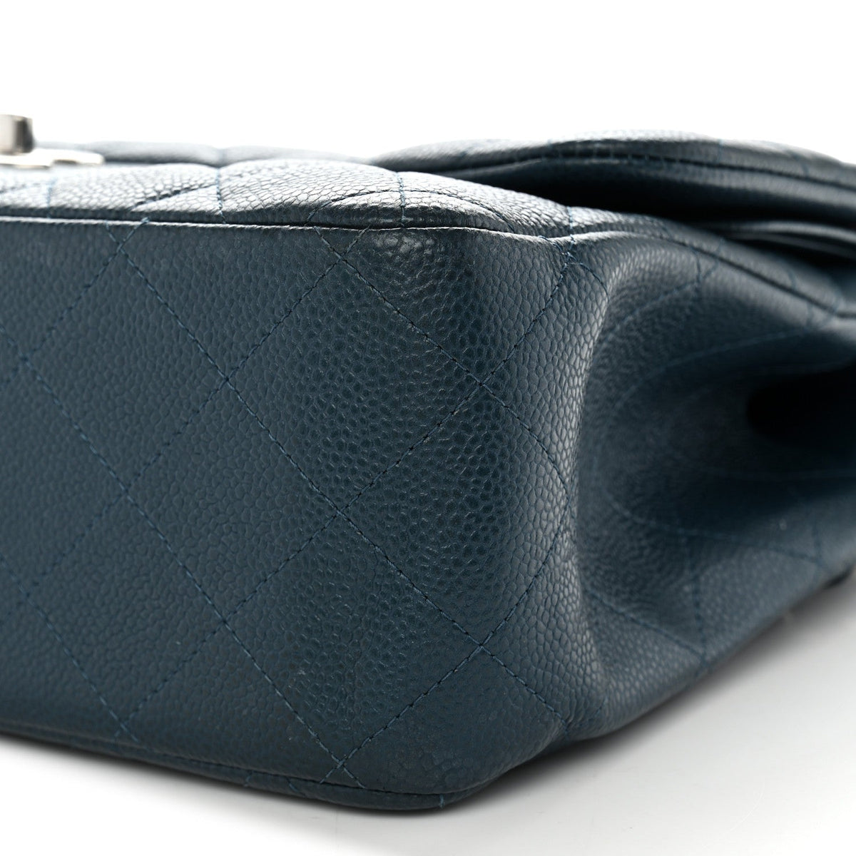 Metallic Caviar Quilted Jumbo Double Flap Dark Blue wholesalehk.shop
