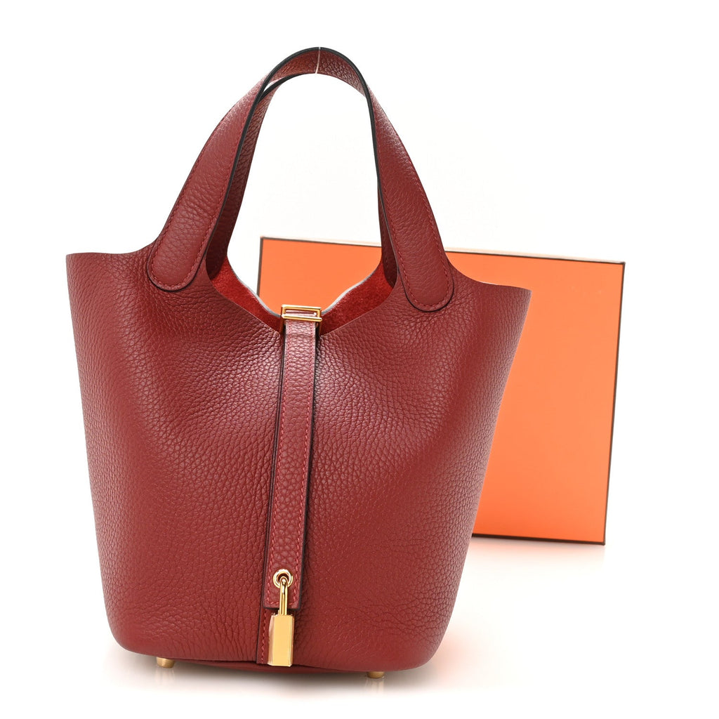 Taurillon Clemence Picotin Lock 18 PM Rouge H £¨ Direct shipment via from wholesalehk.shop