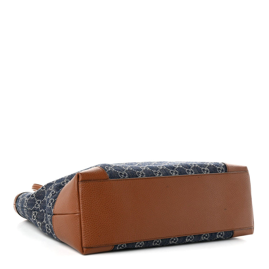 New Denim GG Monogram Medium Ophidia Shopping Tote Blue Tea Cuir wholesalehk.shop