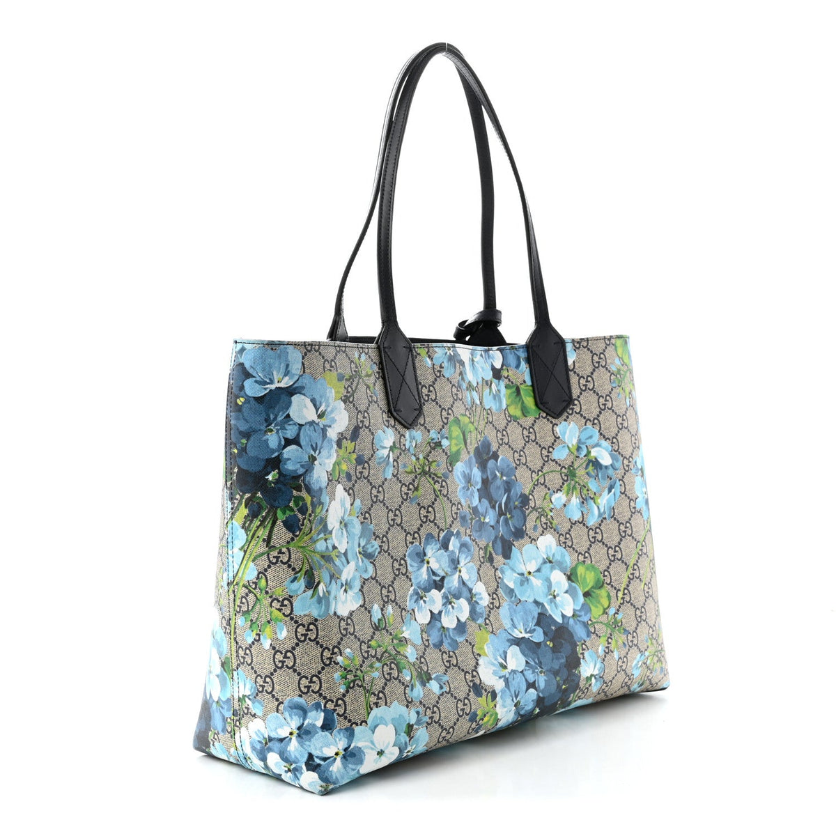 GG Supreme Monogram Blooms Medium Reversible Tote Beige Blue Navy wholesalehk.shop