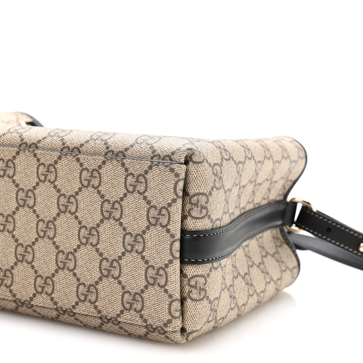 GG Supreme Monogram Emblem Medium Tote Bag Beige Black wholesalehk.shop