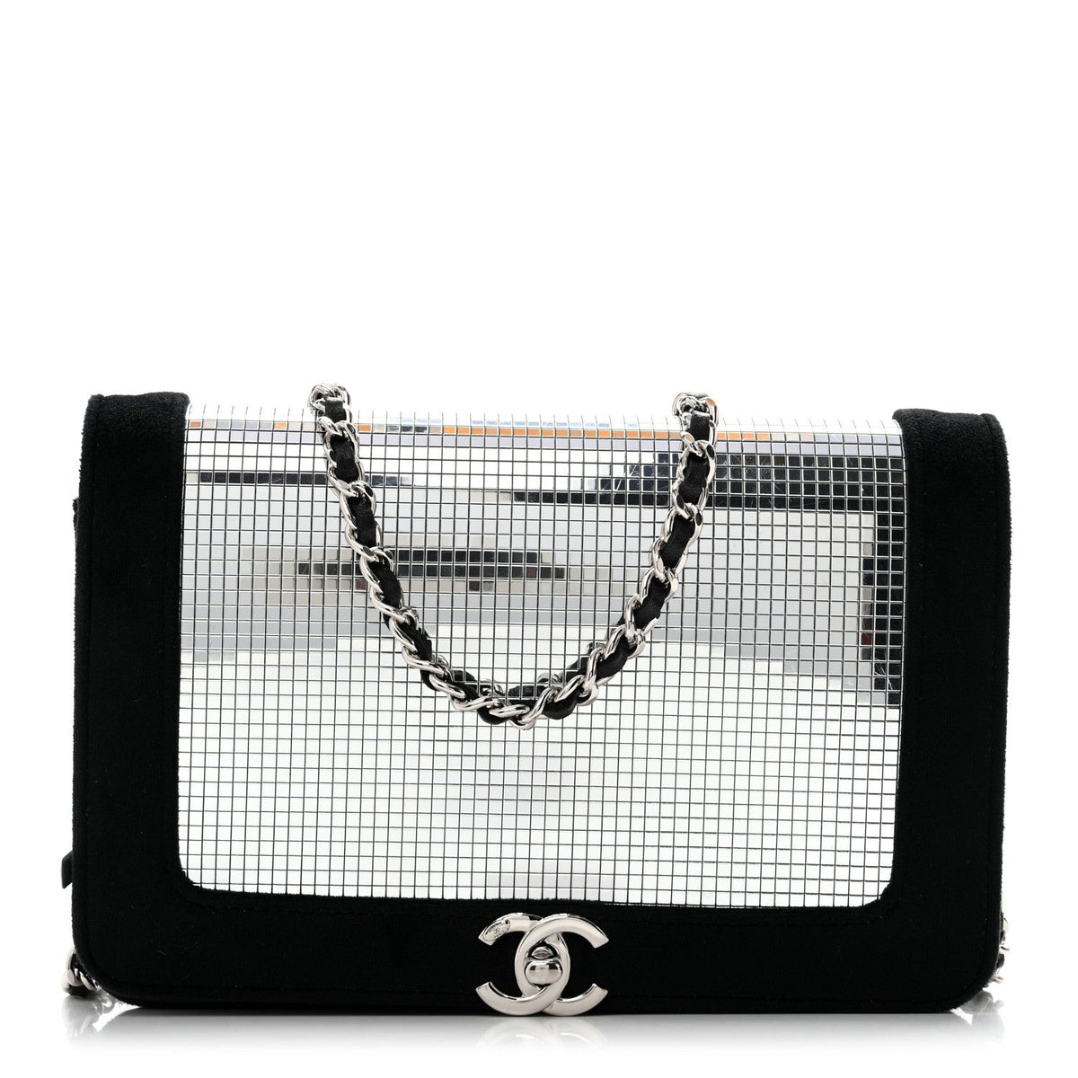 Velvet Mirror Embellished Boy Wallet On Chain WOC Argent wholesalehk.shop