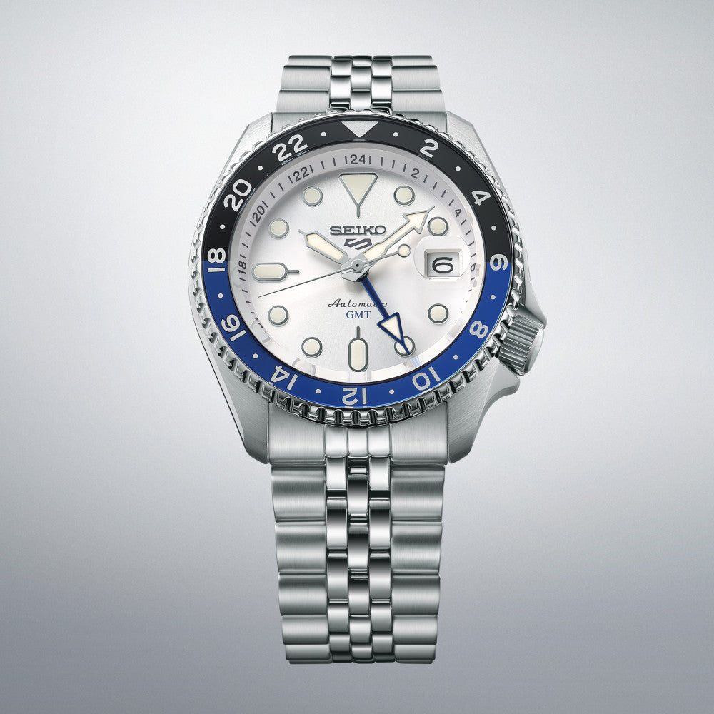 Seiko 5 Sports SKX GMT Automatic Sky Blue Dial Silver Steel Strap Watch For Men - SSK033K1 wholesalehk.shop