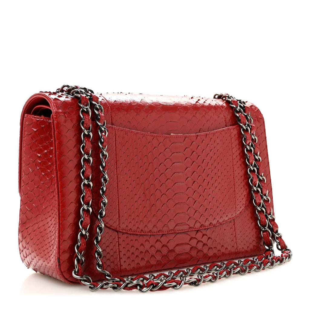 Snakeskin Jumbo Double Flap Red wholesalehk.shop
