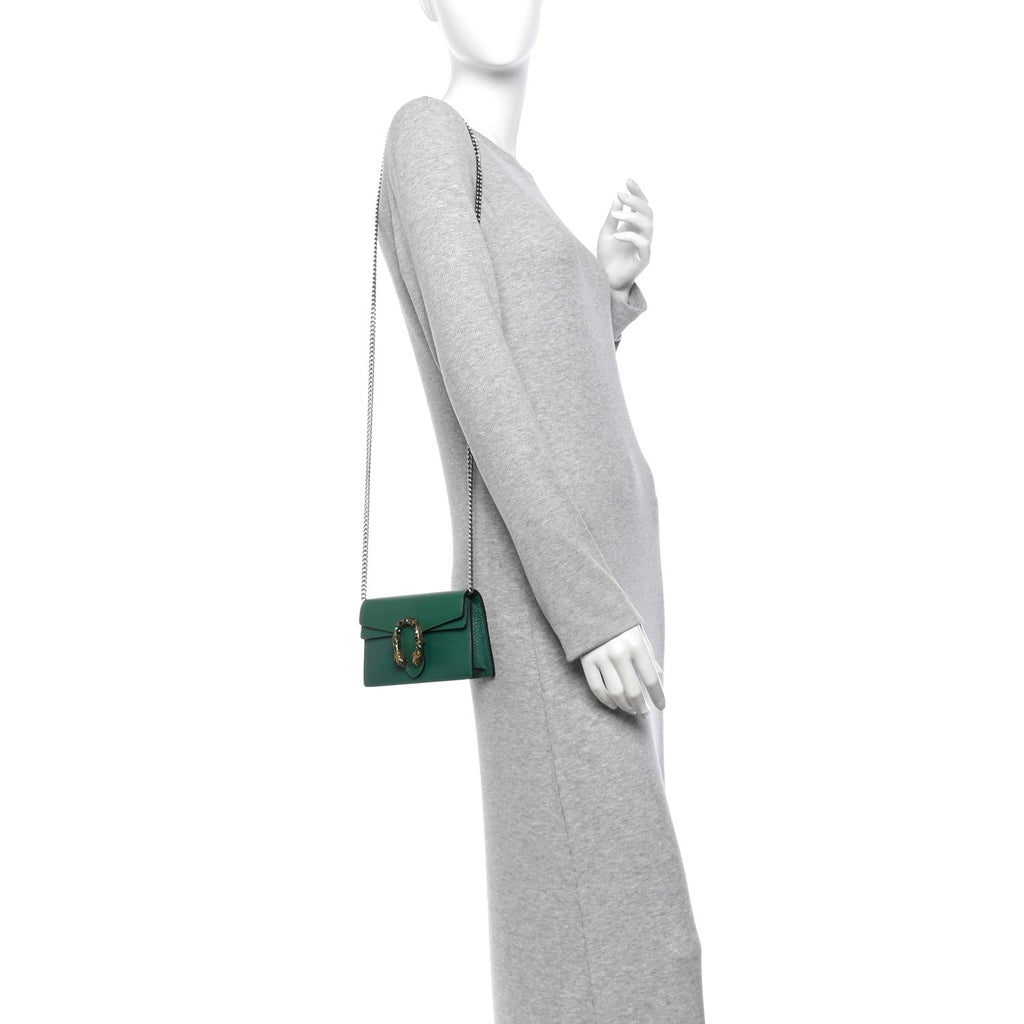 Dollar Calfskin Crystal Super Mini Dionysus Shoulder Bag Emerald wholesalehk.shop
