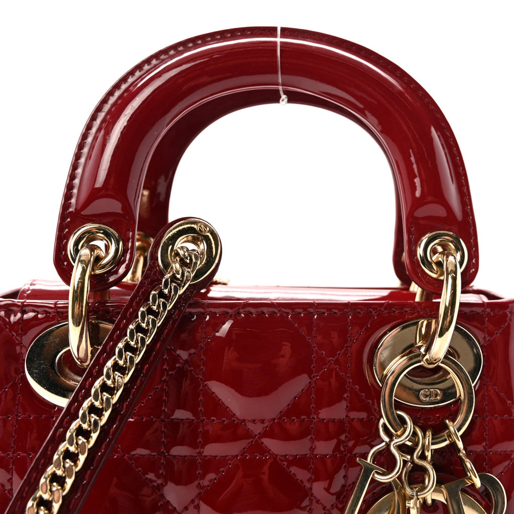 Patent Cannage Mini Lady Dior Red wholesalehk.shop