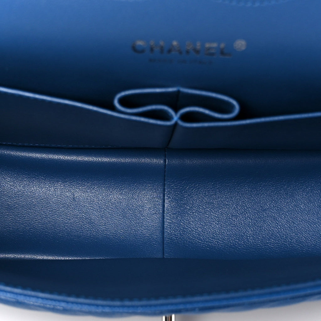 Caviar Chevron Quilted Jumbo Double Flap Blue wholesalehk.shop
