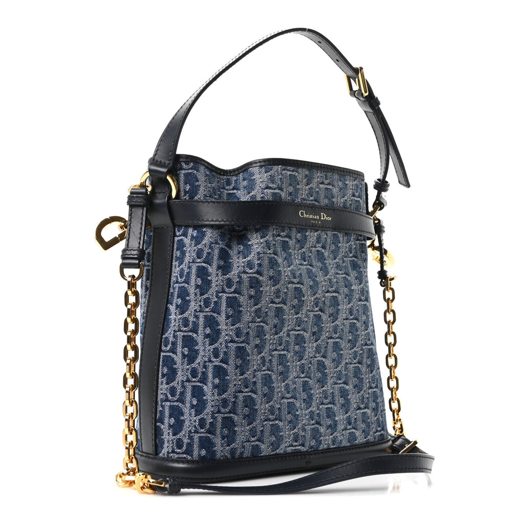 Denim Jacquard Oblique C'est Dior Bucket Bag Blue wholesalehk.shop