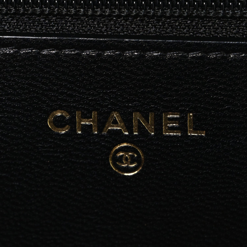 Goatskin Quilted Chanel 19 Wallet On Chain WOC Black wholesalehk.shop
