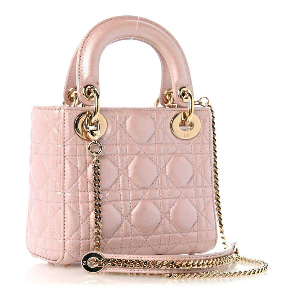 Metallic Lambskin Cannage Mini Lady Dior Lotus wholesalehk.shop