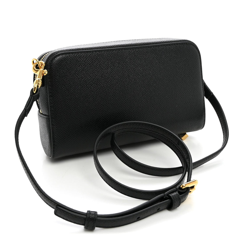 Grained Calfskin Caro Double Pouch Black wholesalehk.shop
