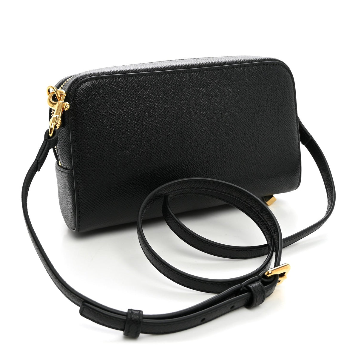 Grained Calfskin Caro Double Pouch Black wholesalehk.shop