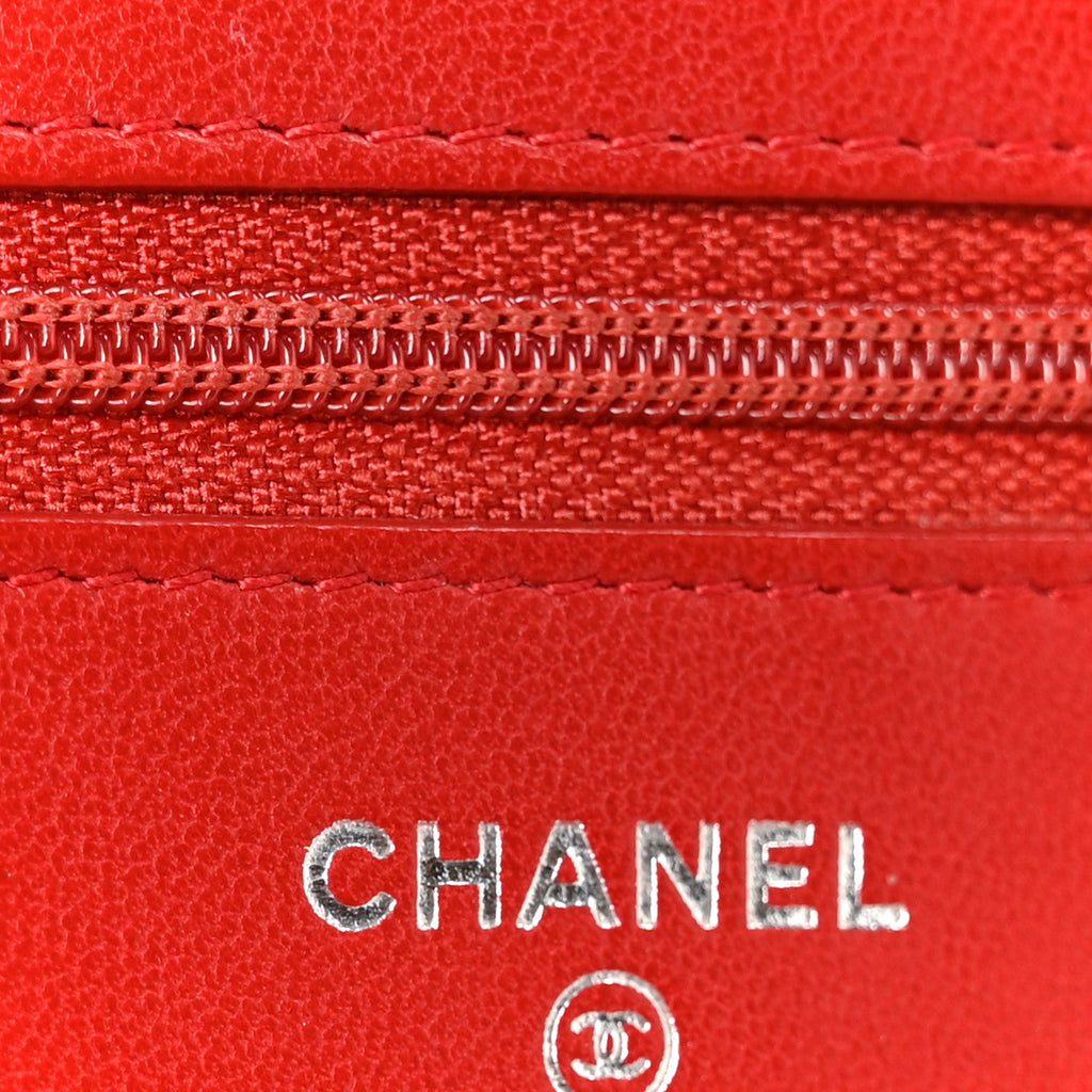 Lambskin Quilted Wallet On Chain WOC Red Pink wholesalehk.shop