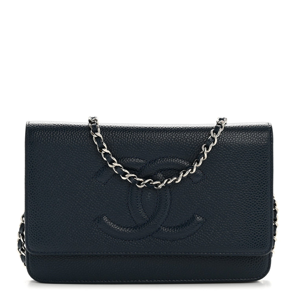Caviar Timeless CC Wallet on Chain WOC Navy Blue wholesalehk.shop