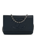 Caviar Timeless CC Wallet on Chain WOC Navy Blue wholesalehk.shop