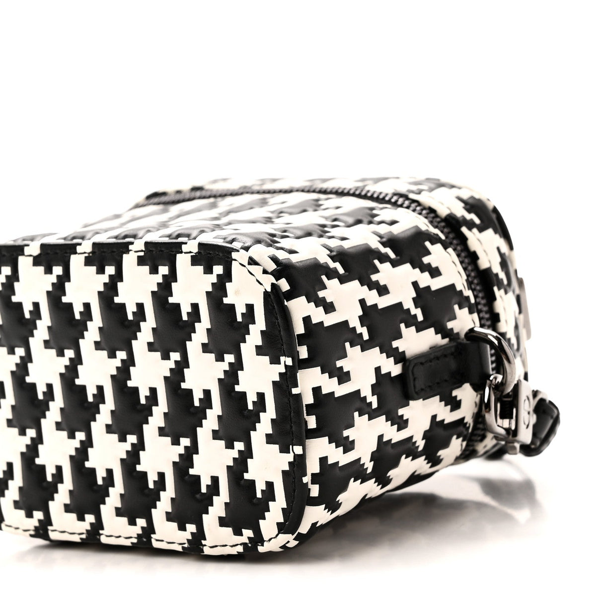 Calfskin Macro Houndstooth Embossed Micro Lady Dior Vanity Case Black White wholesalehk.shop