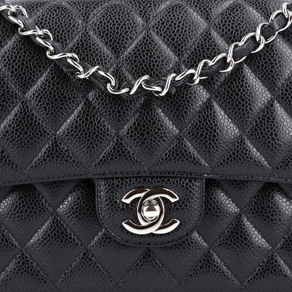 Caviar Quilted Medium Double Flap Black wholesalehk.shop