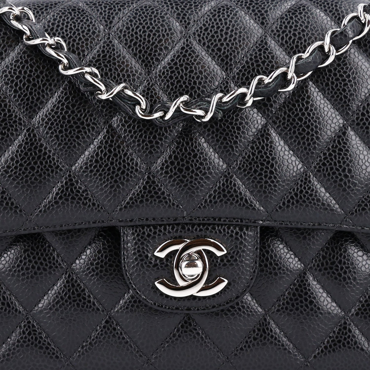 Caviar Quilted Medium Double Flap Black wholesalehk.shop
