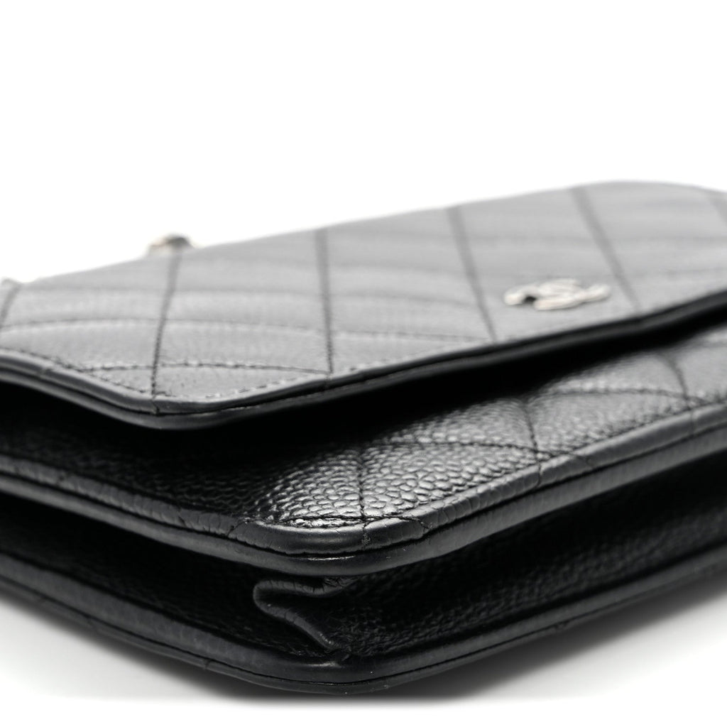 Caviar Quilted Wallet on Chain WOC Black wholesalehk.shop