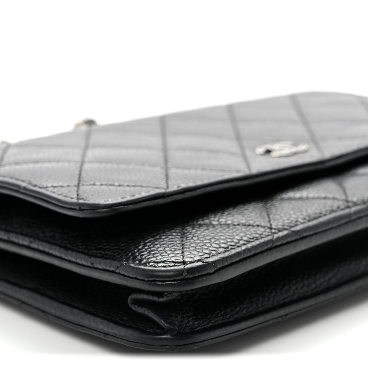 Caviar Quilted Wallet on Chain WOC Black wholesalehk.shop