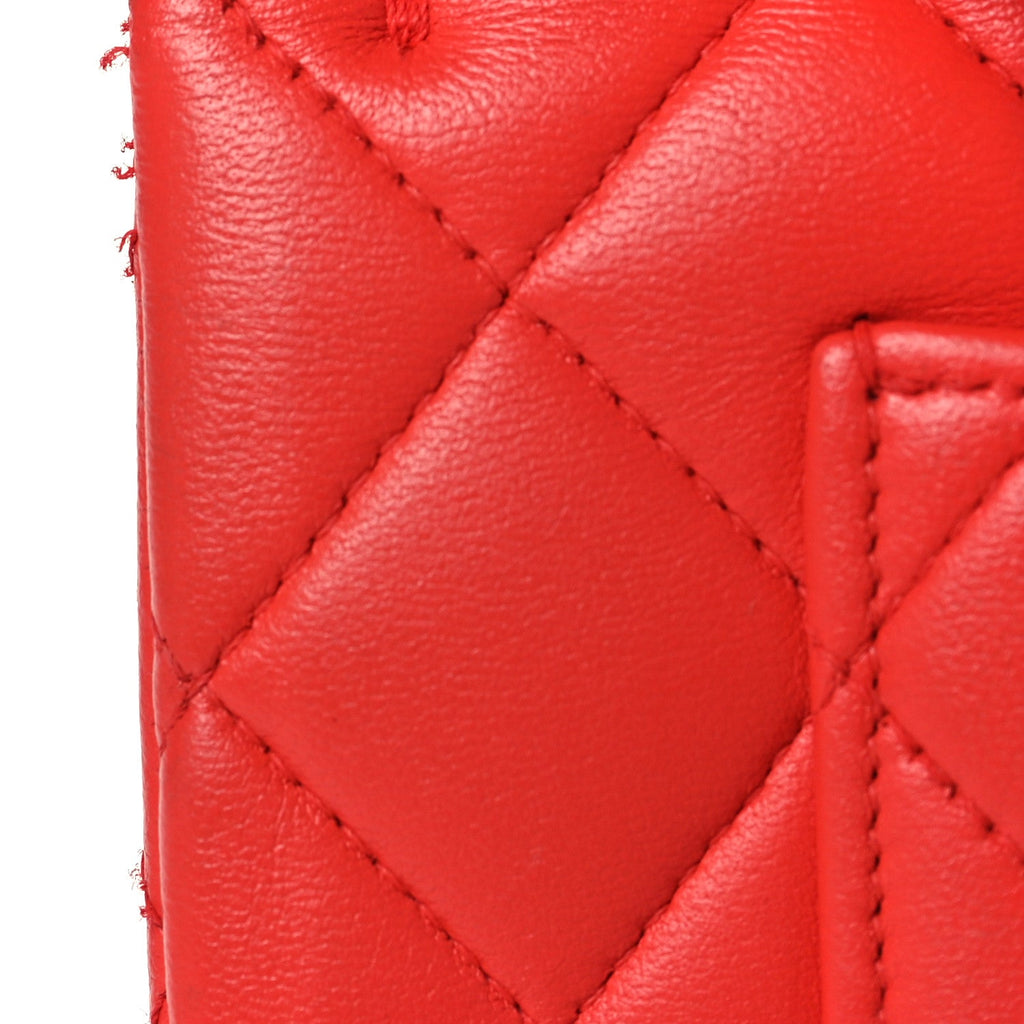 Lambskin Quilted Small Double Flap Red wholesalehk.shop