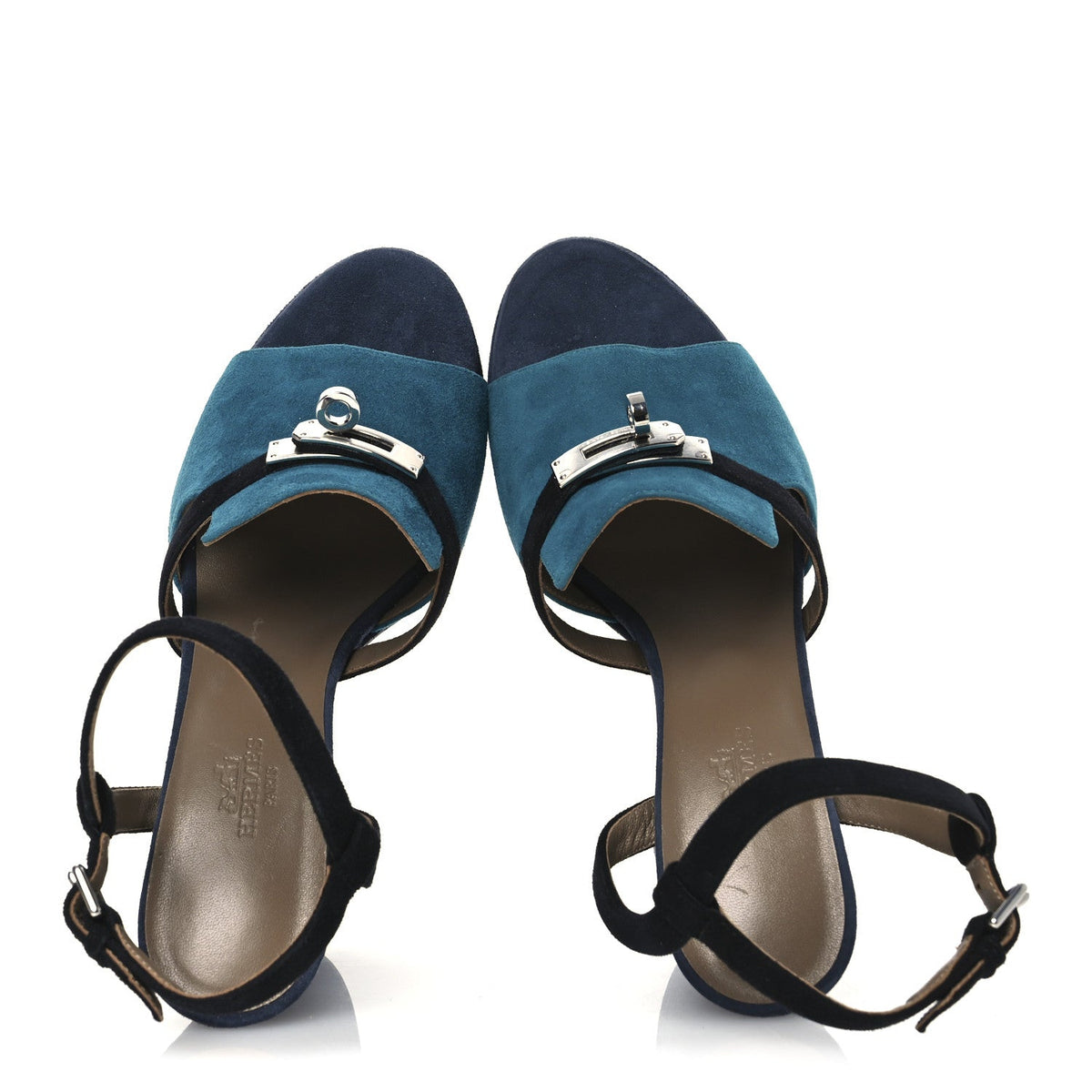 Suede Goatskin Calas Sandals 37.5 Vert Oxford Bleu Celeste Black wholesalehk.shop