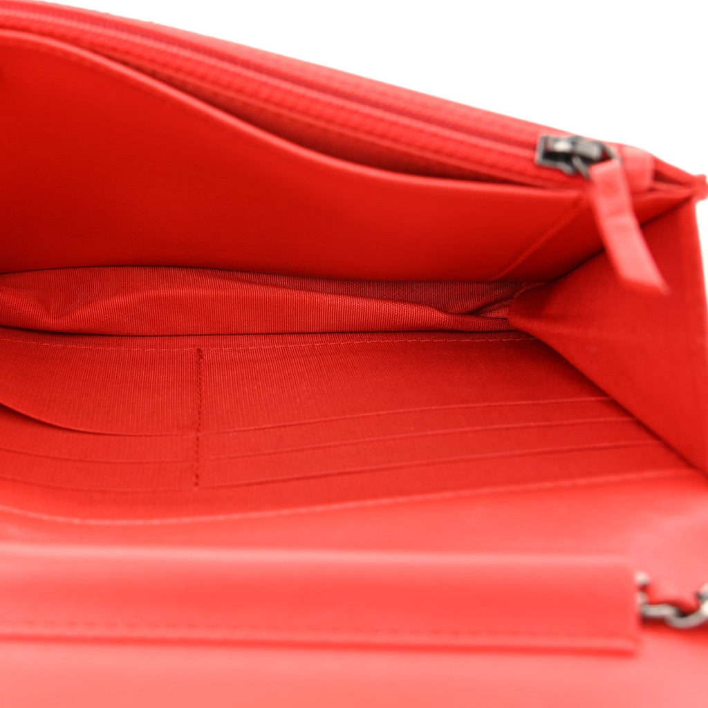 Lambskin Quilted Boy Wallet On Chain WOC Red wholesalehk.shop