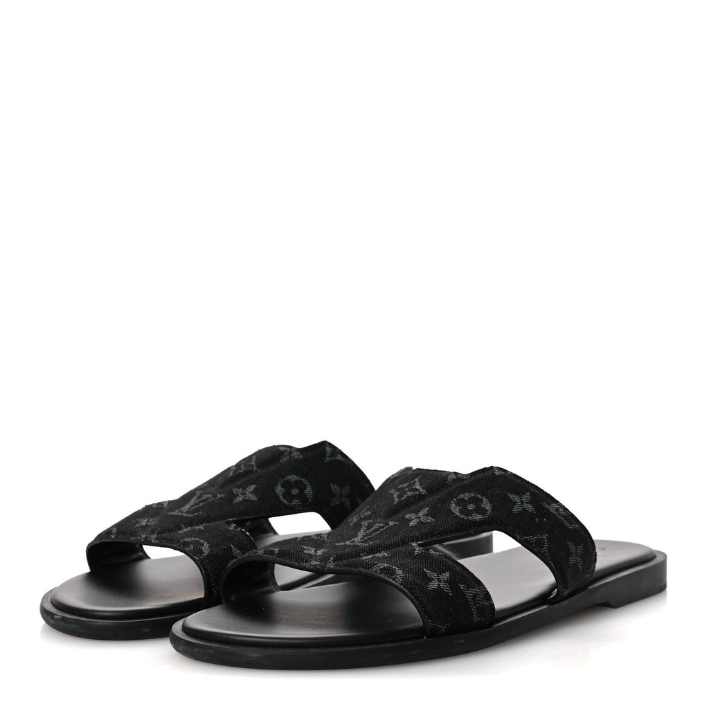 Monogram Denim Mens LV Oasis Mules 9.5 Black £¨ Direct shipment via from wholesalehk.shop