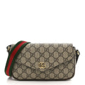 GG Supreme Monogram Textured Dollar Calfskin Web Mini Ophidia Envelope Shoulder Bag Beige Ebony New Acero wholesalehk.shop