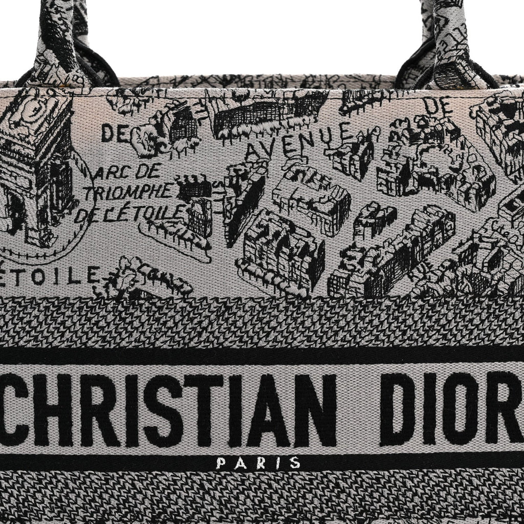 Canvas Embroidered Medium Plan De Paris Book Tote Grey Black £¨ Direct shipment via from wholesalehk.shop