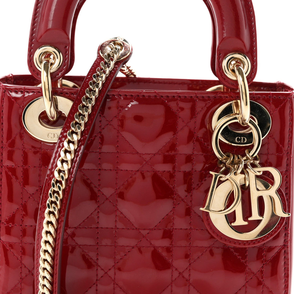 Patent Cannage Mini Lady Dior Red wholesalehk.shop