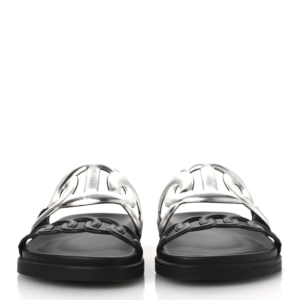 Metallic Nappa Extra Sandals 36 Gris Argente Black wholesalehk.shop