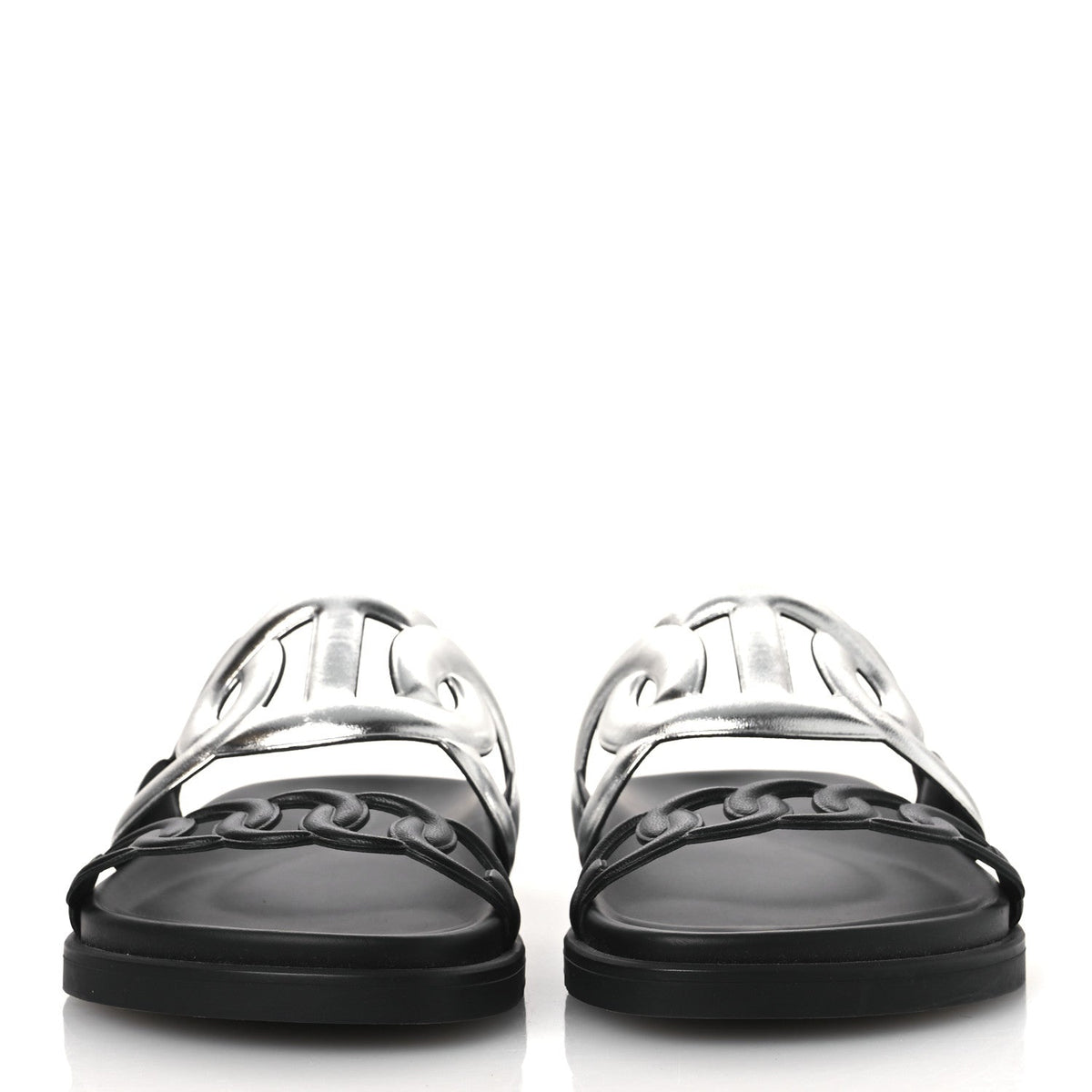 Metallic Nappa Extra Sandals 36 Gris Argente Black wholesalehk.shop