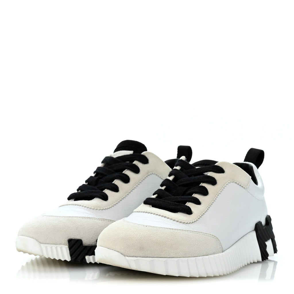 Calfskin Suede Goatskin Bouncing Sneakers 36.5 White Black wholesalehk.shop