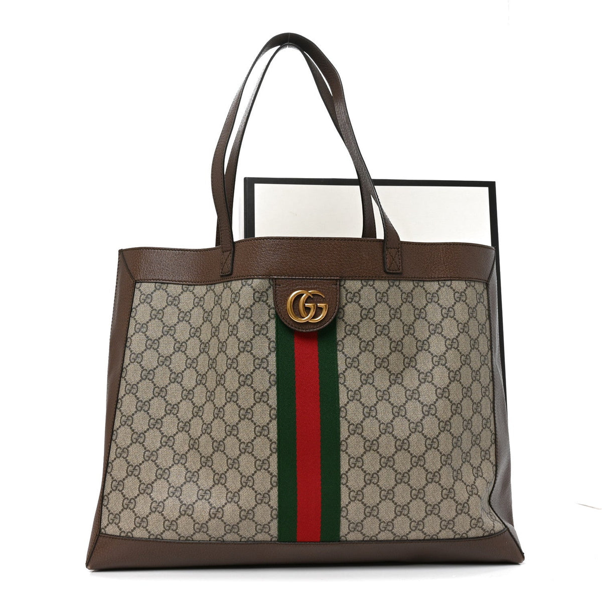 GG Supreme Monogram Web Ophidia Tote Brown wholesalehk.shop