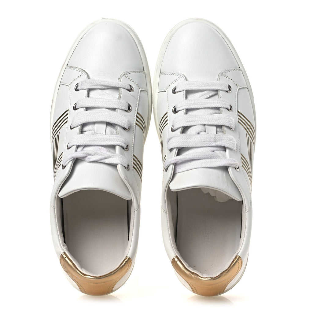 Metallic Calfskin Womens Advantage Sneakers 39.5 White Dore wholesalehk.shop