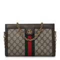 GG Supreme Monogram Web Small Ophidia Chain Shoulder Bag Brown wholesalehk.shop