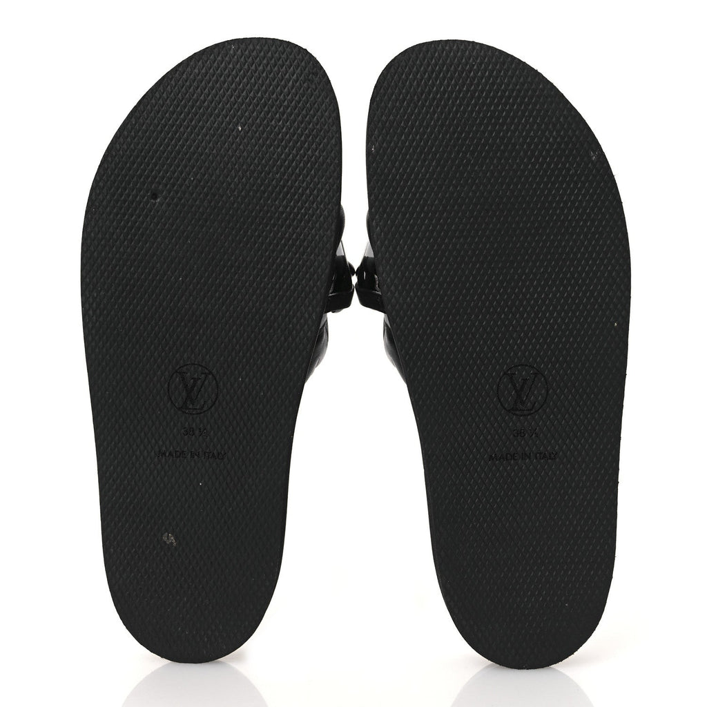 Calfskin Embossed Monogram Sunset Flat Comfort Mule 38.5 Black £¨ Direct shipment via from wholesalehk.shop