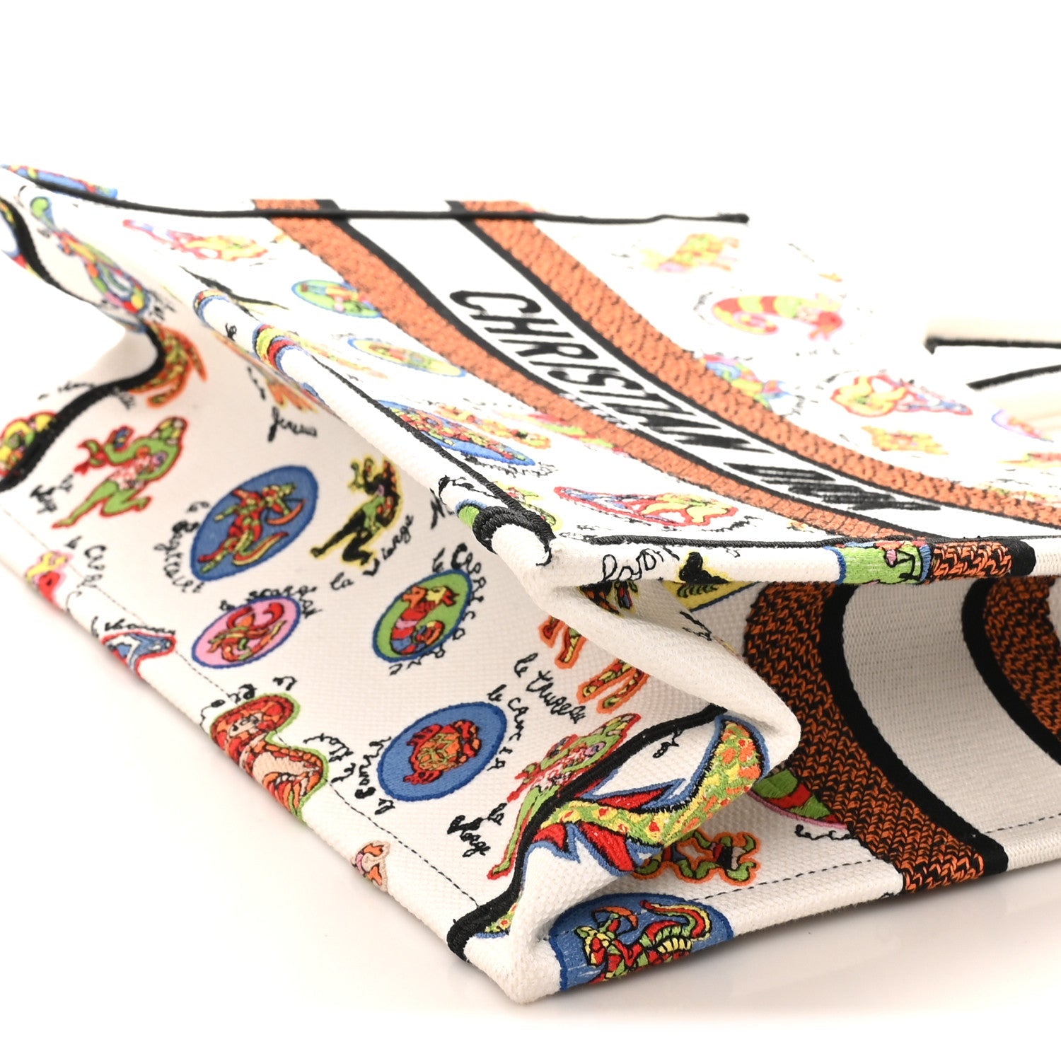 Canvas Embroidered Dragon Zodiac Medium Book Tote White Multicolor £¨ Direct shipment via from wholesalehk.shop