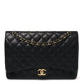 Caviar Quilted Maxi Double Flap Black wholesalehk.shop